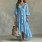 Retro-Kleid für Damen mit Rüschen, V-Ausschnitt und Glockenärmeln