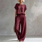 Set aus kurzärmeligem Oberteil und Hose mit weitem Bein für Damen