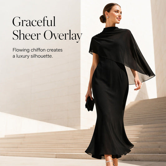 Elegantes zweiteiliges Kleiderset für Damen mit Cape