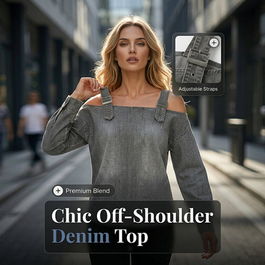 👕✨ 50% RABATT! Damen Denim-Top mit breiten Trägern & Off-Shoulder-Ausschnitt – Lässig, sommerlich & perfekt für heiße Tage ☀️