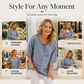 Damen Kurzarm-Denim-Print-T-Shirt