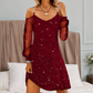 Elegantes schulterfreies Kleid mit Netzärmeln