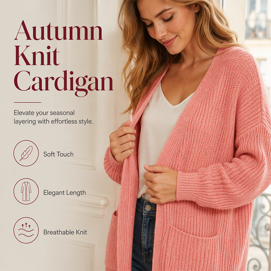Locker sitzende Herbst-Strickjacke mit langen Ärmeln