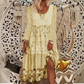 Lässiges Patchwork-Kleid mit langen Ärmeln für Damen
