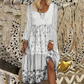 Lässiges Patchwork-Kleid mit langen Ärmeln für Damen
