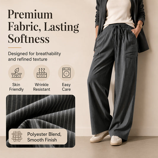 👖 Damen gerippte Kordelzug-Geradehose – bequem, vielseitig & stylisch – mit verstellbarem Kordelzug & geradem Bein – perfekt für Alltag, Büro & Freizeit – weicher Stoff, figurschmeichelnder Schnitt – ideal für warme Tage & entspannte Stunden