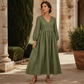 💕Neu eingetroffen 50% RABATT👗Maxikleid für Damen mit V-Ausschnitt und Falten