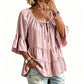 👚 Elegantes Rüschen-Oberteil – 3/4-Ärmel, fließende Bewegung & weicher Baumwollmix – Für einen mühelos schicken Look – Nur heute -50%!
