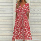 ☀️👗Top Pick - Casual Floral Midi Dress with V-Neck – Soft Drape & Romantic Print