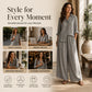 Women's Long Sleeve Shirt & Wide-Leg Pants Set