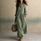 Women's Long Sleeve Shirt & Wide-Leg Pants Set