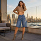 Klassische, kurz geschnittene Jeans mit geradem Bein für Damen