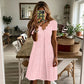👗Top-Empfehlung – Kleid mit V-Ausschnitt, Lochstickerei und Wellenkante – leicht und romantisch, ideal für Gartenpartys oder einen Brunch 🌿