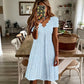 👗Top-Empfehlung – Kleid mit V-Ausschnitt, Lochstickerei und Wellenkante – leicht und romantisch, ideal für Gartenpartys oder einen Brunch 🌿