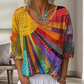 🌺Damen Retro-Patchwork-V-Ausschnitt-Bluse