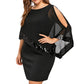 Damen Kleid mit unregelmäßigem Pailletten-Patchwork und Cold-Shoulder-Design