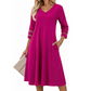 Legeres V-Ausschnitt-Midikleid für Damen