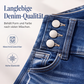 Taillenhohe, schmal geschnittene Cropped-Jeans für Damen