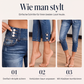 Taillenhohe, schmal geschnittene Cropped-Jeans für Damen