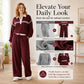Damen Streifen-Patchwork-Sweatshirt & Weitbein-Hosen-Set