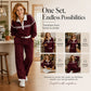 Damen Streifen-Patchwork-Sweatshirt & Weitbein-Hosen-Set
