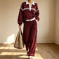 Damen Streifen-Patchwork-Sweatshirt & Weitbein-Hosen-Set