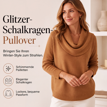 ⭐ Bestseller – Pailletten-Pullover mit elegantem Kragen – weich und wärmend 🧣