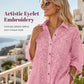 Damen-Shirt mit Aussparungen, Lochspitze und Burnout-Effekt, kurzärmelig