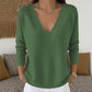 Aktueller Trend⭐👚 Strickpullover mit gewelltem V-Ausschnitt – feminine Details und weiche Textur für einen lässigen Look bei kühlem Wetter