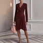 Damenmode: Einfarbiges Langarmkleid