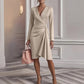 Damenmode: Einfarbiges Langarmkleid