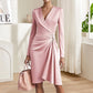 Damenmode: Einfarbiges Langarmkleid