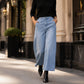 Damen lässige verkürzte Jeans mit geradem Bein