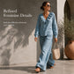 🌸Heißer Sale: 50 % Rabatt💖Zweiteiliges Outfit im Resort-Stil für Damen mit V-Ausschnitt: locker sitzendes Langarm-Oberteil und Hose mit weitem Bein