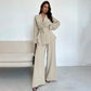 2-teiliges Set für Damen: elegantes Oberteil mit V-Ausschnitt und Hose mit weitem Bein