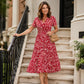 🌺Elegantes Damenkleid mit V-Ausschnitt und Blumendruck