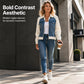 🎁Neuheiten 55 % Rabatt💥Kreative Denim-Splicing-Jacke für Damen 🧥 – Ausgefallene Streetwear für coole Alltags-Looks