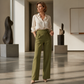 ✨Neuheiten & Sonderangebote – Damenhose mit hoher Taille, Kordelzug und geradem Bein