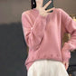Damen Retro-Strickpullover mit Rundhalsausschnitt in Unifarbe