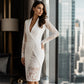 Elegantes Damen-Körperbetontes Kleid mit V-Ausschnitt und Spitzenärmeln
