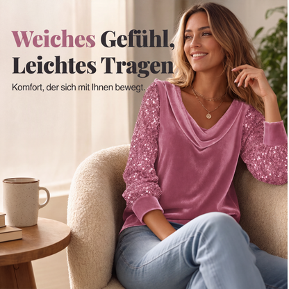 Schimmerndes Samt-Langarmoberteil