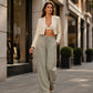 Damen-Casual-Hose mit Kordelzug und weitem Bein