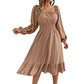 Damen A-Linien-Kleid mit Smokbund und eckigem Ausschnitt