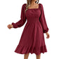 Damen A-Linien-Kleid mit Smokbund und eckigem Ausschnitt