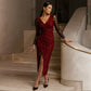 Glitzerndes Bodycon-Kleid für Damen mit Netzärmeln