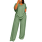 Legeres Damen-Set aus V-Ausschnitt-Oberteil und weitem Bein-Hose