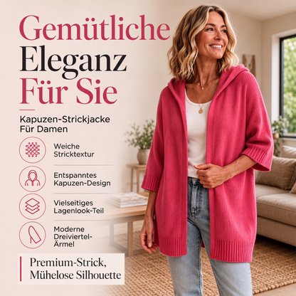 🌸 Kapuzen-Cardigan mit 3/4-Ärmeln – Leichter Stoff, bequemer Schnitt & praktische Kapuze – Ideal für die Übergangszeit & Layering versandfrei
