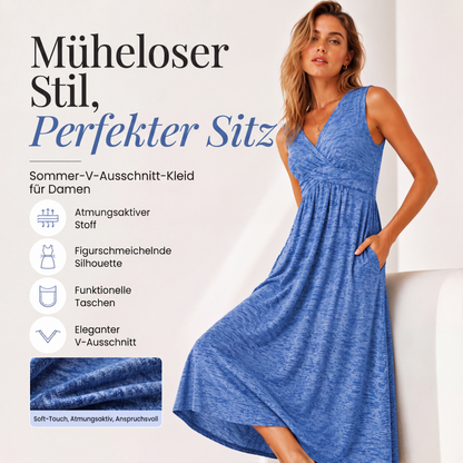 ⏰ Countdown läuft – 50% nur noch 3 Tage! Ärmelloses Damen-Kleid in Übergrößen mit V-Ausschnitt