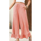 Legere Damen-Hosen mit weitem Bein und Rüschensaum