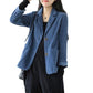 Vintage-Cordjacke für Damen, lässig weit geschnitten, mit Kragen im Blazer-Stil und Taschen